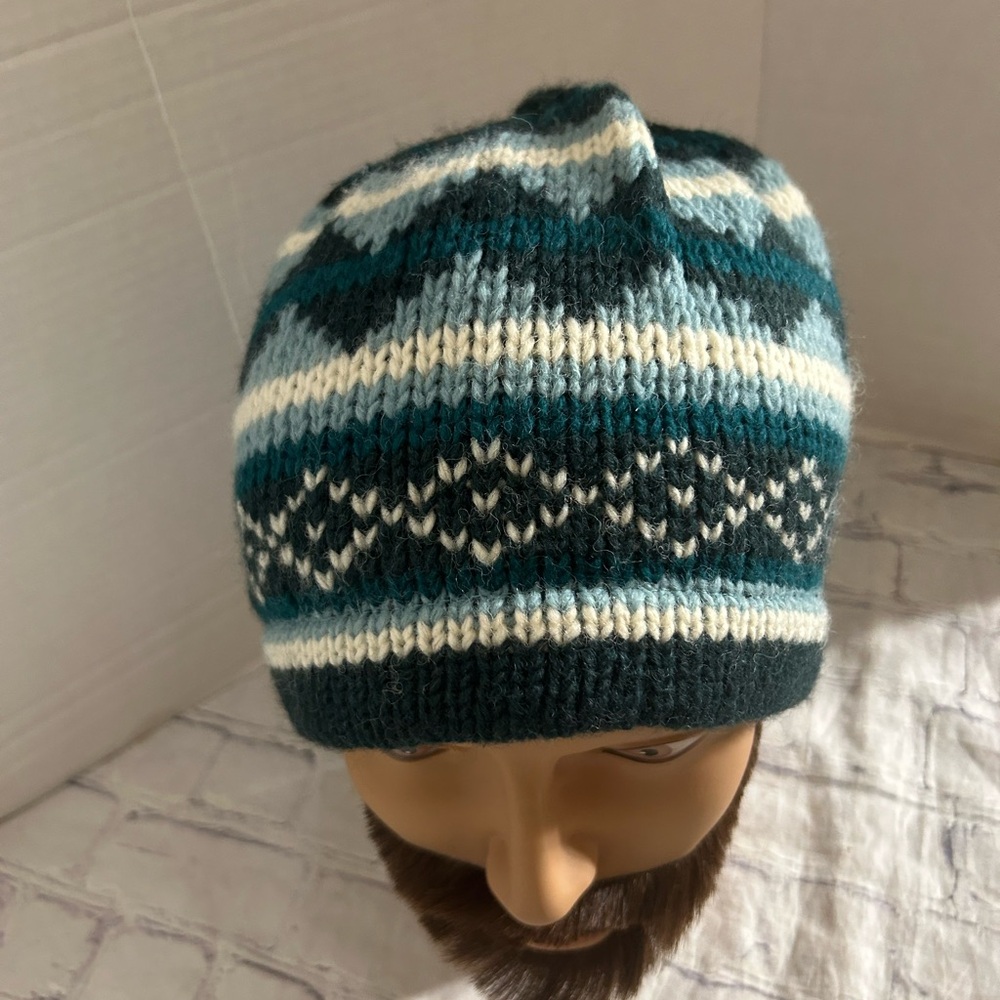 LOGOFIT SPIRIT WITH STYLE MADE IN NEPAL 100% WOOL BEANIE FAIR ISLE UNISEX O/S